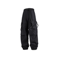 Pantaloni cargo neri da uomo con tasche funzionali e orli regolabili con coulisse elastica - M / Nero