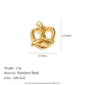 Detailed view of 18K gold plated stainless steel pretzel pendant with exact measurements - Pretzel Pendant - Gold