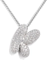 Silver letter K pendant necklace with sparkling cubic zirconia on a box chain - Letter K / Silver