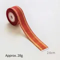 Christmas 2.6cm red striped ribbon with gold accents and 28g weight specification - 2.6cm Red Ribbon with Gold Pin Stripes (6 Yards)