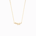 Collana con ciondolo a ramo di ulivo dorato e zirconi scintillanti su sfondo bianco - Argento 925 / 40+5cm / Oro