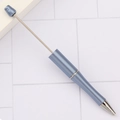 DIY beaded ballpoint pen with pearl-finish misty blue barrel and metal spindle - Morandi Blue