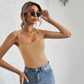 Slim fit U-neck sleeveless ribbed tank top for women in camel brown color - S / Khaki