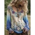 S Blue Beige Gradient Embroidery