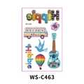 Tatouages temporaires imperméables avec motifs hippie colorés et détails du modèle WS-C463 - WS-C463/Hippie Coloré