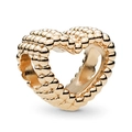 Golden heart charm bead with textured surface for luxury charm bracelets - 029-Granulated Heart