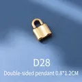 Ciondolo a lucchetto retrò placcato oro 18K con design metallico minimalista bifacciale - Lucchetto Dentato (D28) / Oro