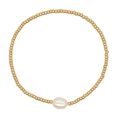 Gouden TOHO kralenarmband met een grote natuurlijke barokparel voor dames - Stijl met één grote parel (BLS230030B)