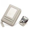 Gray genuine leather RFID wallet featuring litchi grain and accordion card slots - JP-6002 Style / Smog Gray