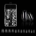 Detailed set of 12 sizes of transparent coffin nail tips in an organized storage case - BSW18 (120Pcs Boxed)