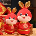 Peluche di coniglio dello zodiaco cinese rosso, mascotte per il Capodanno. - 20cm / Coniglio della Ricchezza in Piedi