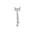 Silver bow-shaped belly ring with dangling chains and sparkling clear zircon crystals - XY-15 Bowknot Tassel