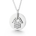 Silver Hamsa Hand pendant necklace with sparkling rhinestones on a circular disc - Silver Round Hollow Palm Style (KN199359-KLX)