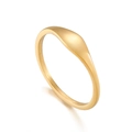 Anello minimalista in acciaio al titanio dorato con ampia superficie a specchio - US 10 / Oro (KR101366-KFC)
