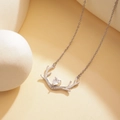 Minimalistische silberne Hirschgeweih-Halskette mit Herz-Kristallstein-Anhänger - XL216 Herz Hirschhorn Silber