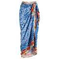 Sarong in chiffon con stampa porcellana blu e bianca e dettagli con bordo ondulato - Taglia unica / Solo gonna Sarong