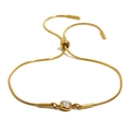 Bracelet chaîne serpent ajustable plaqué or 18 carats avec pendentif zircon rond - Or-Zircone Blanc