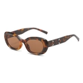 Retro Cat-Eye Sonnenbrille mit Schildpatt-Ovalrahmen, braunen Gläsern und Silbernieten - Leopard / Braun