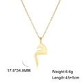 Gold plated stainless steel Arabic letter pendant necklace with 45cm chain and dimensions - Arabic Letter 24