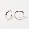 Bagues soleil et lune minimalistes en argent avec plaquage or 14 carats au design rétro - US 6 / Argenté