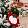 Calza di Natale con applicazione Babbo Natale e bottone in legno appesa all'albero - Babbo Natale (SDW039圣诞袜老人)