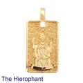 Golden The Hierophant tarot card pendant with zircon inlay for jewelry making - 3. The Hierophant