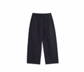 Retro black loose straight-leg drawstring cargo pants with a wide-leg sickle cut design - S / Black