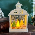 White vintage Christmas LED lantern with snowman and reindeer patterns and warm light - White-Christmas Tree