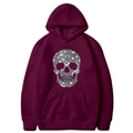 Deep purple burgundy hoodie featuring a large sparkling silver sequin skull design - Burgundy