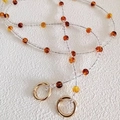 Amber and orange crystal bead bag strap with golden spring ring clasps for purses - 100cm / Amber [Gold Buckle]