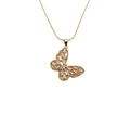 Elegant gold butterfly pendant necklace with cubic zirconia and delicate snake chain - Gold Hollow Butterfly Zirconia