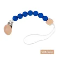 Silicone and beech wood pacifier clip with navy blue beads in color No. 50 finish - Style 50 Navy Red/Green Flower