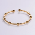 Minimalistischer 6mm vergoldeter Edelstahl Kabelarmreif mit runden Perlen für Damen - Gold