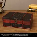 Vintage wooden jewelry box with Chinese calligraphy and retro metal clasp design - Chinese-style Book Box