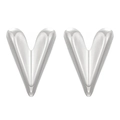Minimalist silver titanium steel V-shaped stud earrings with a thick polished finish - Steel Color Long Heart (G-499)