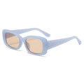 Retro light blue square sunglasses with diamond quilted texture on the temples - Jelly Blue Champagne Lens