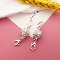 Silver-plated magnetic lobster clasp with sparkling white rhinestones for jewelry DIY - Bright Silver Full Rhinestone Ball Magnetic Clasp / 10x43mm