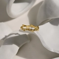 Anello ramo dorato placcato oro 18 carati con texture organica e naturale - US 6 / Floreale