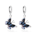 Chic silver earrings with blue butterfly pendants in a realistic enamel design - Grey-White