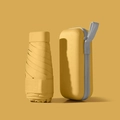 Mini ultralight 6-fold capsule umbrella in bright yellow with a matching hardshell case - Flat 6-Fold Umbrella + Cloth Sleeve / Apricot Yellow