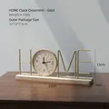 Reloj decorativo letras HOME en metal dorado y madera para salón y oficina - Hogar / Dorado