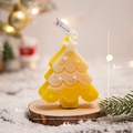 Christmas tree scented candle in yellow and white color with dimensions 8cm by 6.5cm - Yellow Christmas Tree