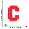 Red embroidered varsity letter C patch with white border for clothing DIY projects - Letter C / Red