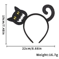 Cerchietto per capelli gatto nero glitter per Halloween con piume e misure - Stile Gatto Nero