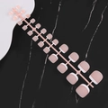 Set of 24 nude pink French tip press-on nails with white borders on a pink frame - French White Tip Toe Nails Matte (TN-MP01)