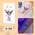 Luminous angel and flame tattoo sticker Hi-203 with blue glowing effect in the dark - Hi-203 Angel Flame