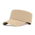 Khaki quick-dry flat top military cap with wide brim and mesh breathable fabric for men - Khaki