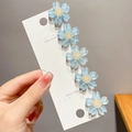 Lot de 5 barrettes fleurs de cerisier bleu clair en résine pailletée sur carte - 3# Fleur de Cerisier Bleue Lot de 5