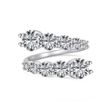 Polierter S925 Sterlingsilber Ring mit graduierten runden Zirkonia Diamanten - Einstellbar Offen / Silberweiß (DY120887-S-W-WH)