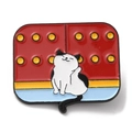 Broche en émail mignonne avec motif chat sur fond rouge et jaune vif - Chat à Pois Rouges